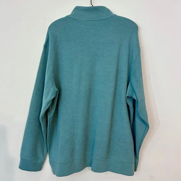 Lands End Blue green Men's 1/4 Zip-Up Sweater size XXL (G-36) - Picture 2 of 7
